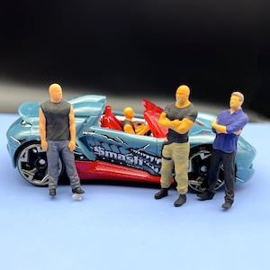 Fast and Furious Miniature Figures. Rock, Paul Walker, Vin Diesel. 1:64 S Scale. Hot Wheels Scale