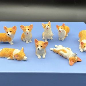 Miniature Corgis. 'Orange' / Red and White Corgi Dog. Puppy 1:12 Scale Model