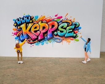 Meisjes graffitikunstenaar: miniatuurfiguren op schaal 1:64