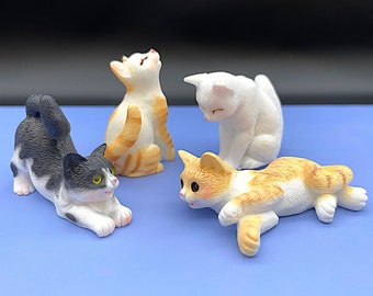 Miniature Cats. 1:12 Scale Miniature. Kitten Figurine. Dollhouse Accessory