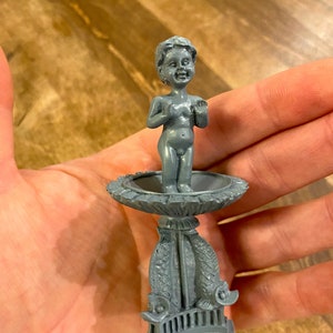 Miniature Cherub Bird Bath Garden Handmade Dollhouse Accessory.  1:12 Scale