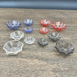 Miniature Bowls. Set of 3. Transparent. Dollhouse Accessories 1:12 Scale