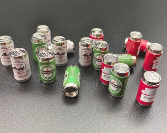 Miniature de bière. 6 canettes de bière. Accessoires pour maison de poupée, boisson pour la cuisine, échelle 1:12