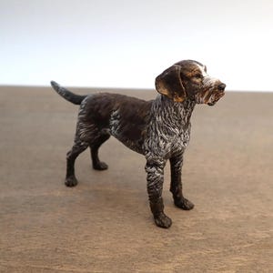 German Wirehaired Pointer. 1:12 Scale Miniature Model. Hand-Painted