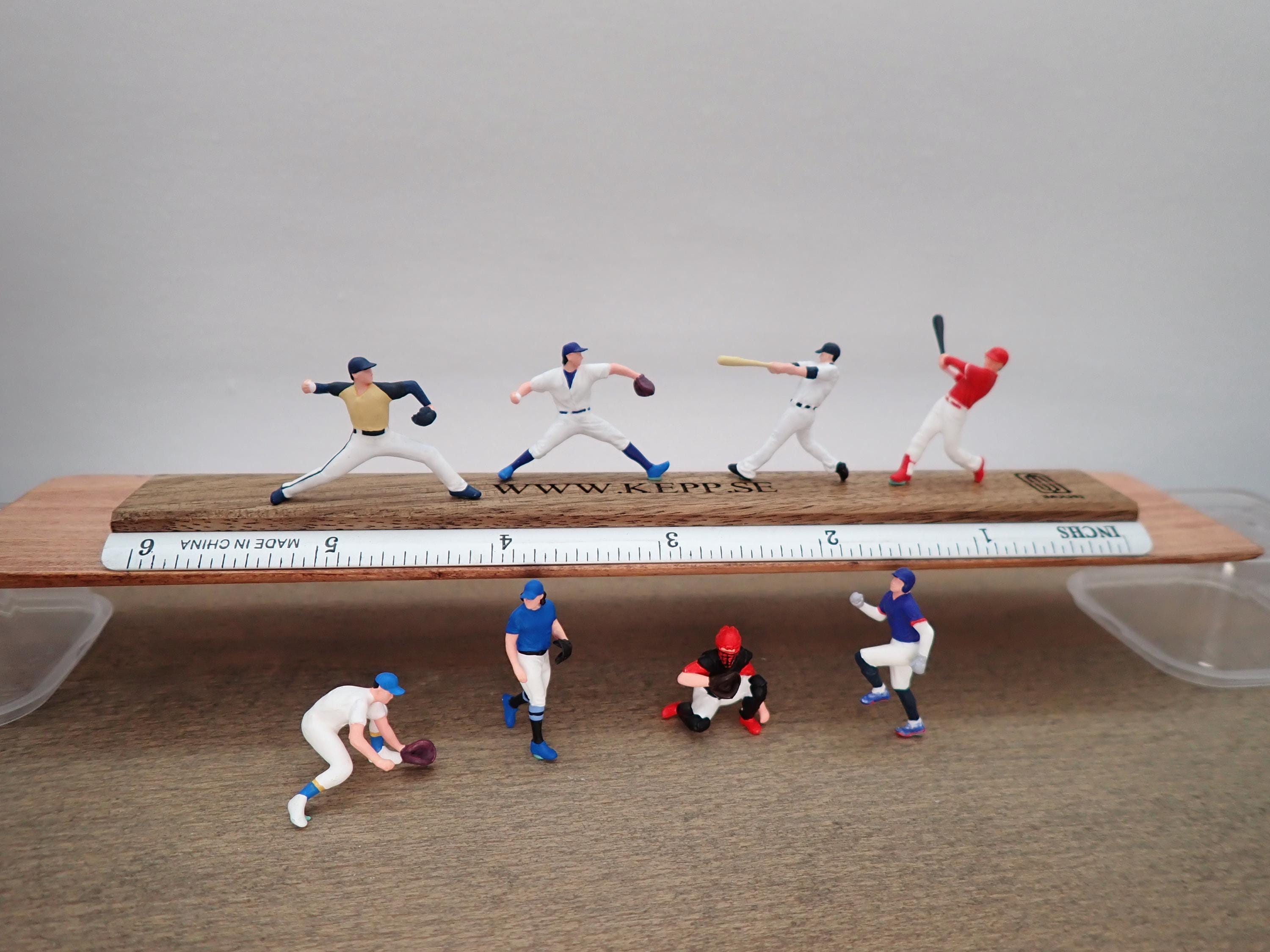 Miniature Baseball Player Figures. 1:64 Scale. 8 Hand Painted Players ...
