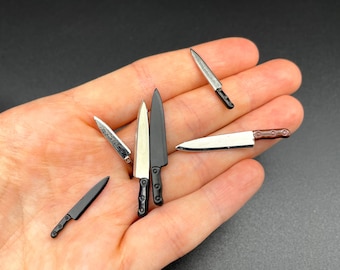 Miniature Kitchen Knife. Metal Utensils. Dollhouse Model Accessories. 1:12 Scale