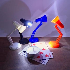 Miniature Desk Lamp. Adjustable Height with LED Light. 1:6 Scale.