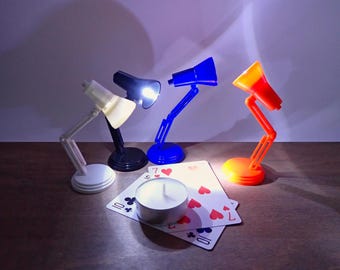 Miniature Desk Lamp. Adjustable Height with LED Light. 1:6 Scale.