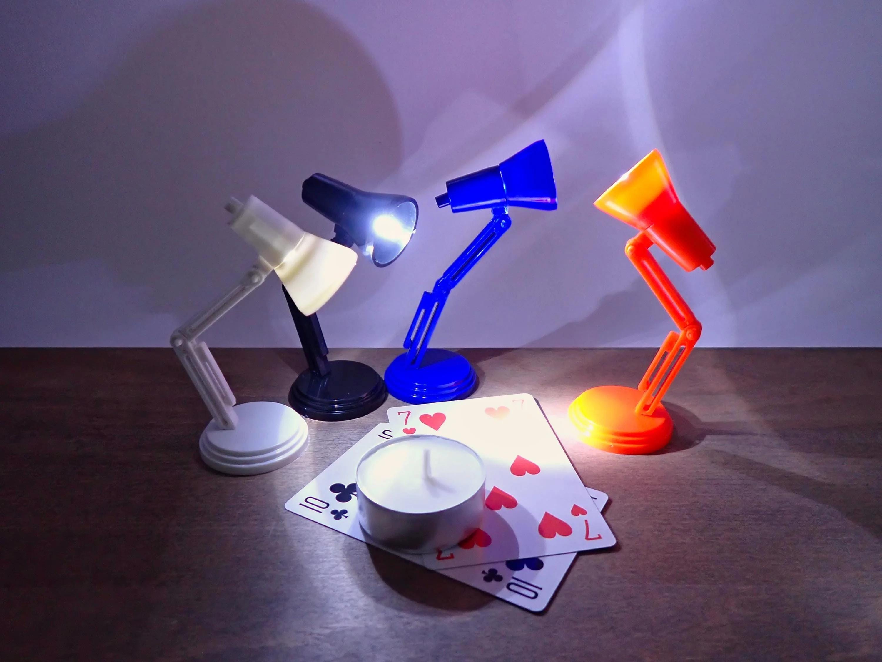 Miniature Desk Lamp. Adjustable Height With LED Light. 1:6 Scale