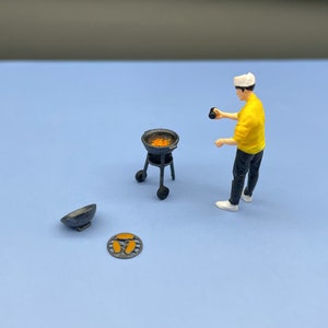 Miniature BBQ Grill and Chef Figures. 1:64 Scale image 2