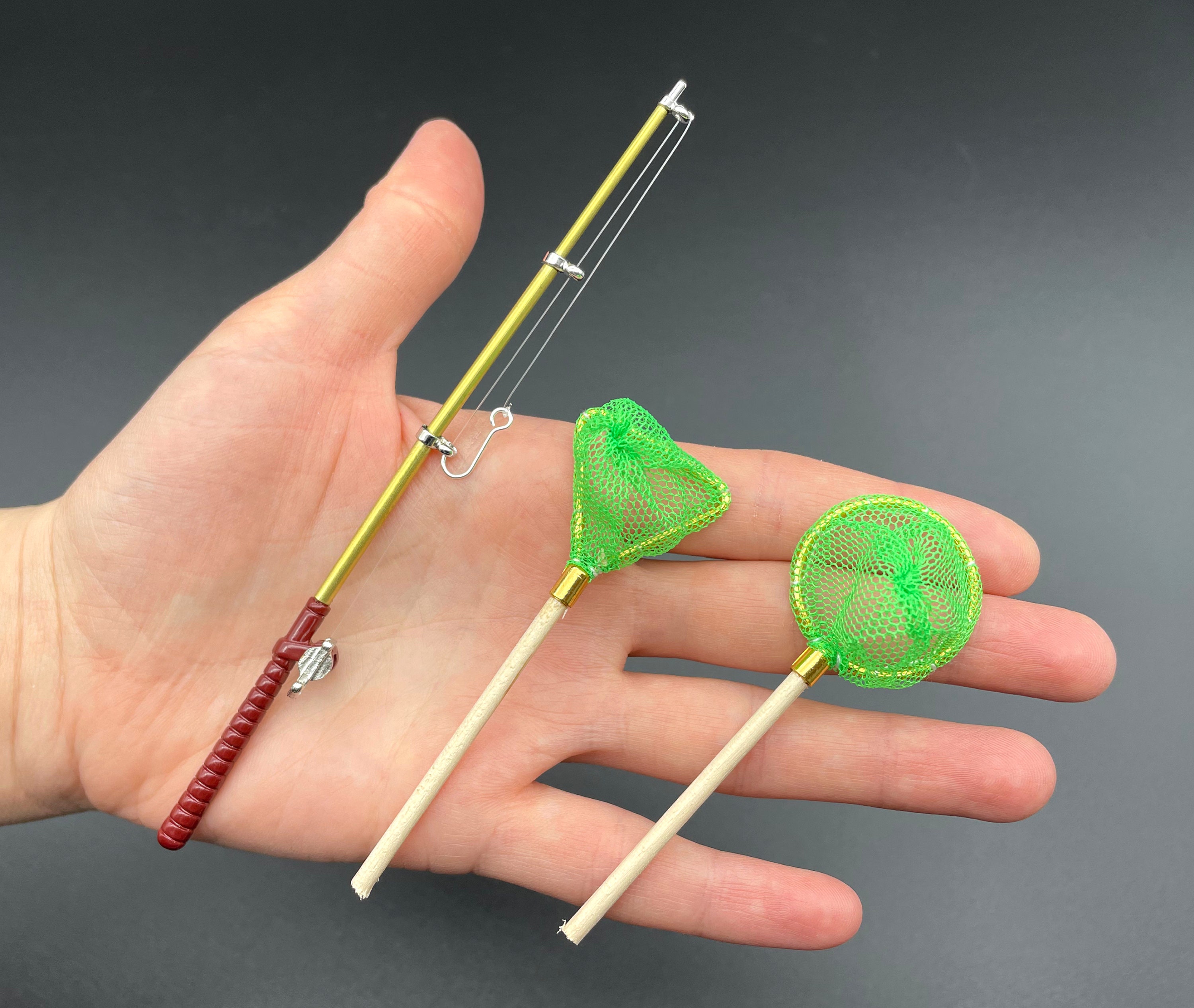Kit Smallest Fishing Pole Miniature Fishing Rods And Blue Or 1:12 Scale