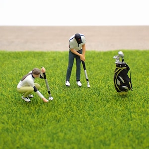 Golfers and Golf Bag. Miniature 1:64 Scale Realistic Figures