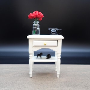 Miniature White Side Table. Dollhouse Table. 1:12 Scale
