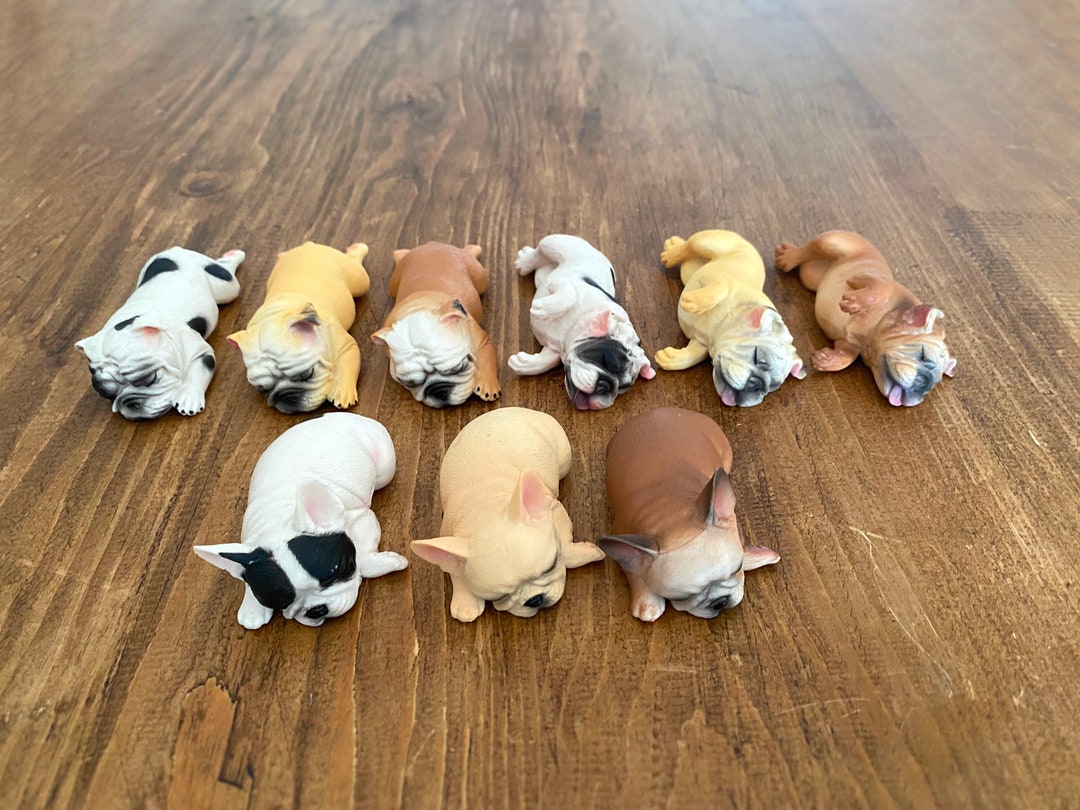 Miniature Bulldogs Toy Models. French and English Dog Statues / Figures