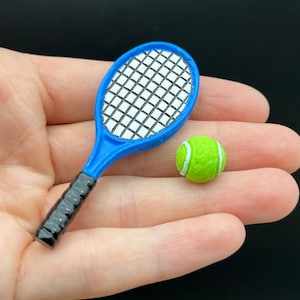 Tennis Racket and Ball. Miniature Sports Accessories. 1:12 Scale