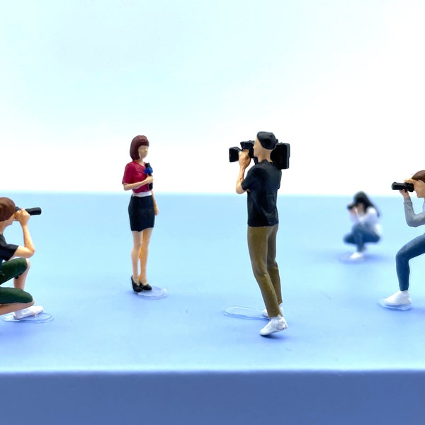 Miniature Human Figures. Photographer, Cameraman and News Anchor. 1:64 Scale