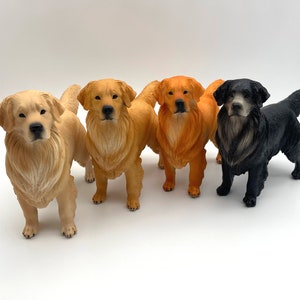 Miniature Golden Retriever Dogs. Statue Toy Models.