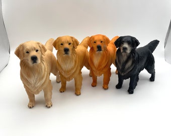 Miniature Golden Retriever Dogs. Statue Toy Models.