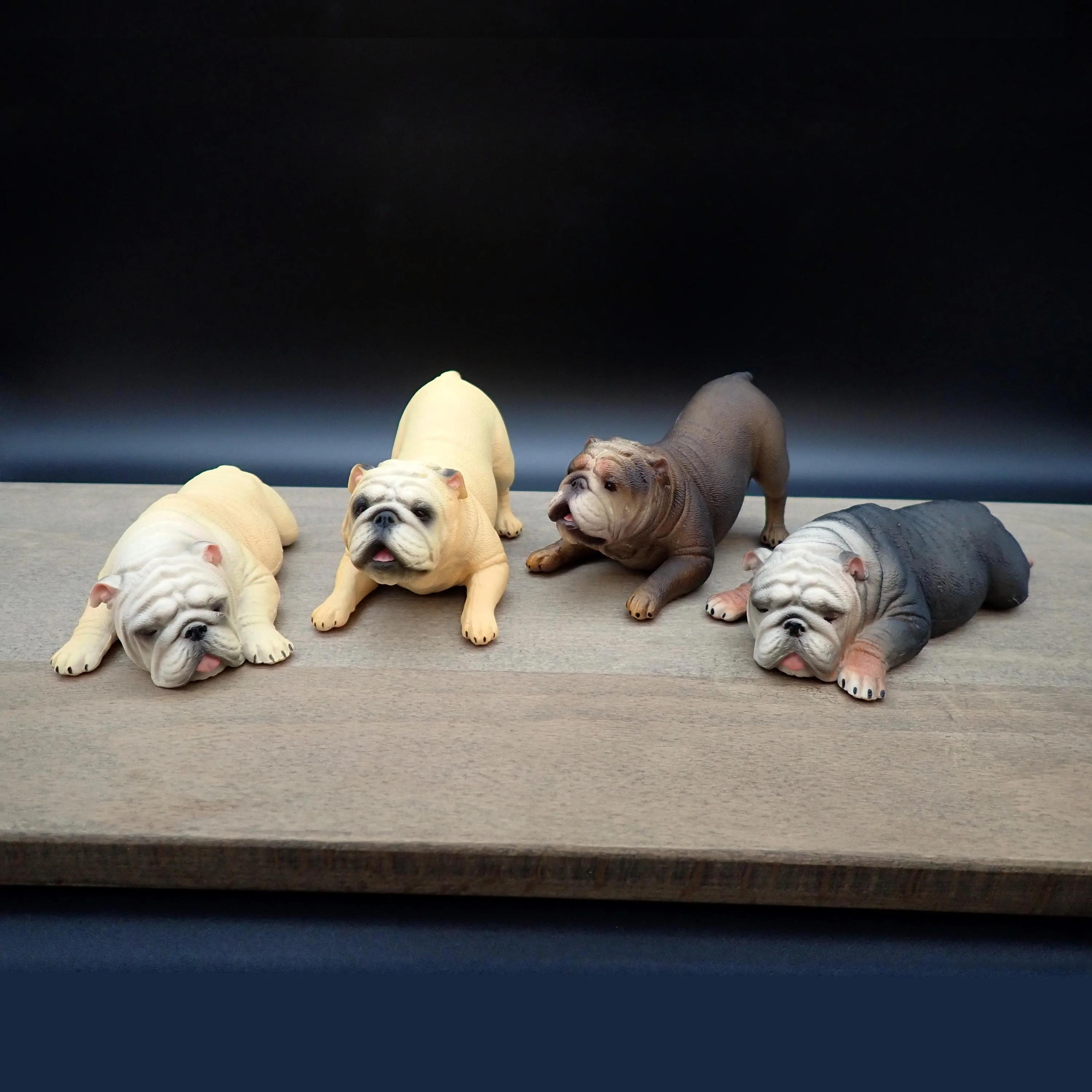 Miniature English Bulldog Models. Sleeping and Playing. 1:6 Scale