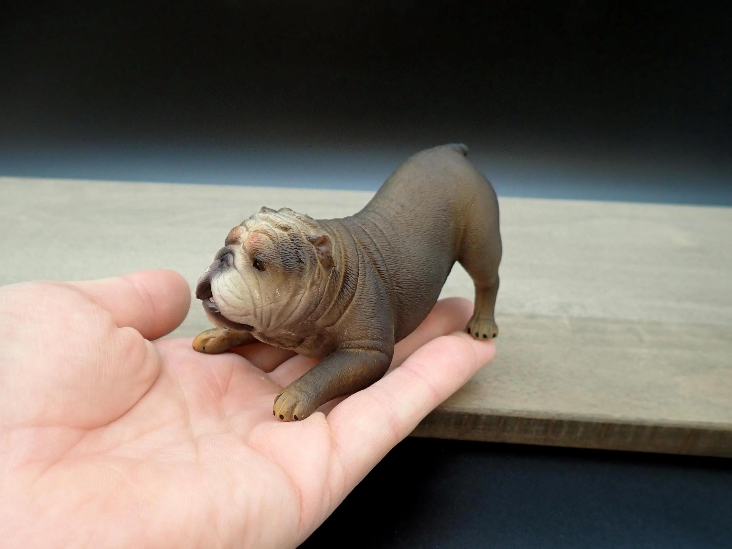 Miniature English Bulldog Models. Sleeping and Playing. 1:6 Scale