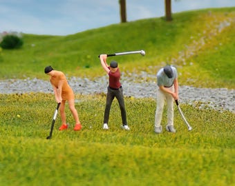 Figuras de golfistas pintadas a mano a escala 1:87 - Artículos de colección de la escena del minigolf