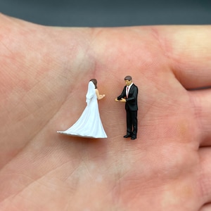 Figure di coppie in miniatura. Scala 1:64, 1/87. Matrimonio dello sposo della sposa degli amanti Both. Hands. 1:87