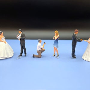 Miniature Couples Figures. 1:64, 1/87 Scale. Lovers Bride Groom Wedding image 1