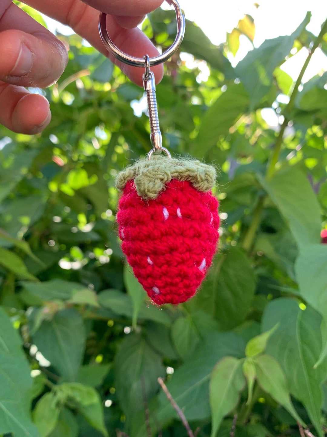 Strawberry Keyring Fruit Crochet Keyring Keychain Berry Handmade Fruit