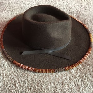 RONNEL Unisex Fedora Natural with Brown Band Hat Wide Brim
