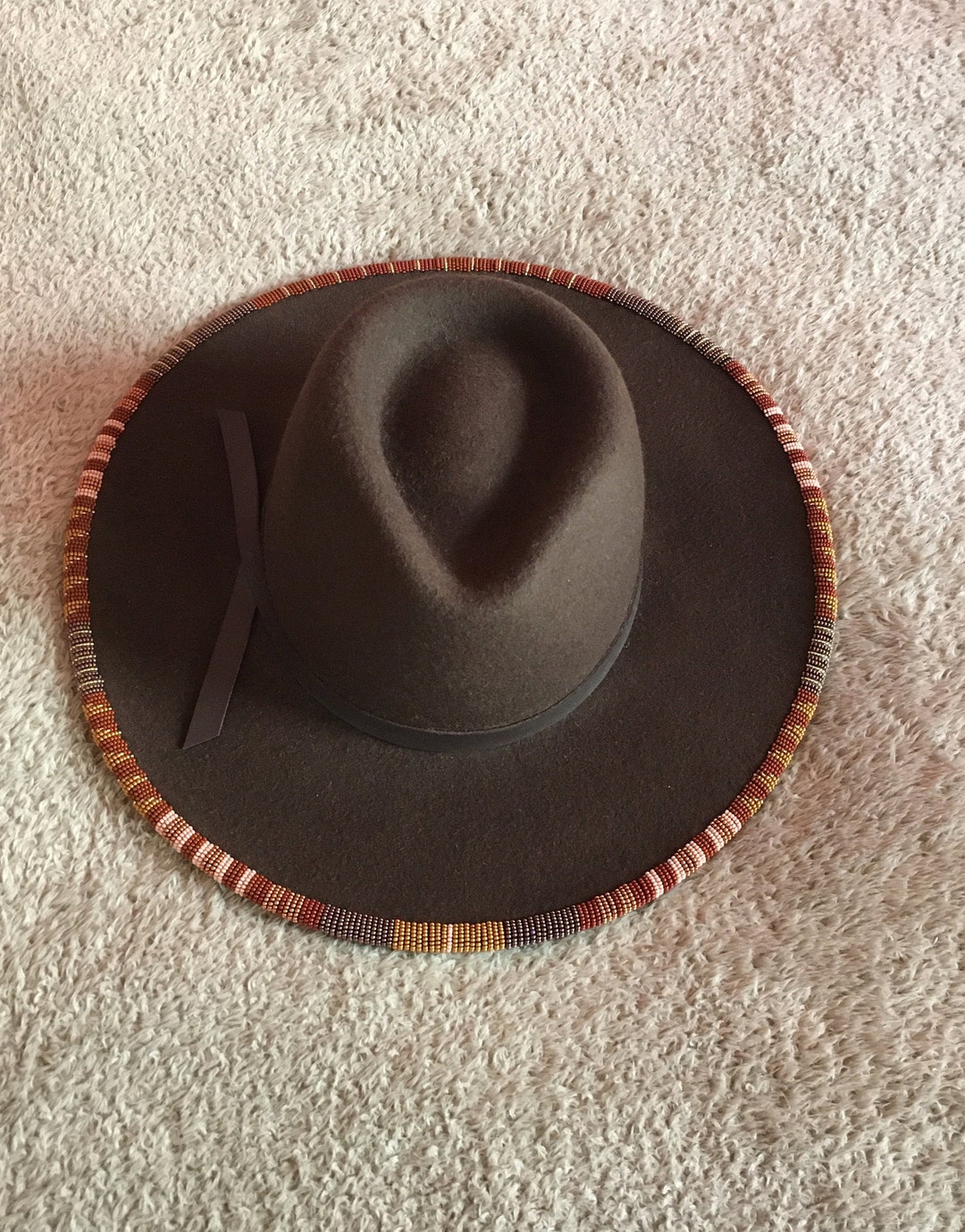 Wool Wide Brim Leather Trim Fedora Hat main image 0