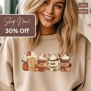 Pumpkin Spice Sweatshirt, Fall Coffee Sweatshirt, Pumpkin Latte Sweatshirt, Cute Fall Sweater, Cozy Autumn Sweatshirt, Coffee Lover Sweater