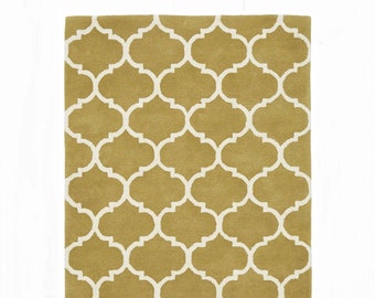 Moderner Arabeske Muster Ocker Weißer Teppich Großes Wohnzimmer Schlafzimmer Teppich Mat