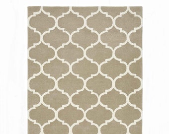 Modern Arabesque Pattern Camel White Rug Large Living Bed Room Rug Mat