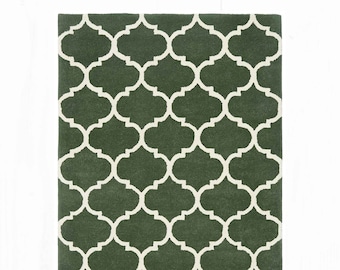 Modern Arabesque Pattern Green White Rug Large Living Bed Room Rug Mat