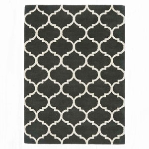 Modern Arabesque Pattern Charcoal Black White Rug Large Living Bed Room Rug Mat zdjęcie 1