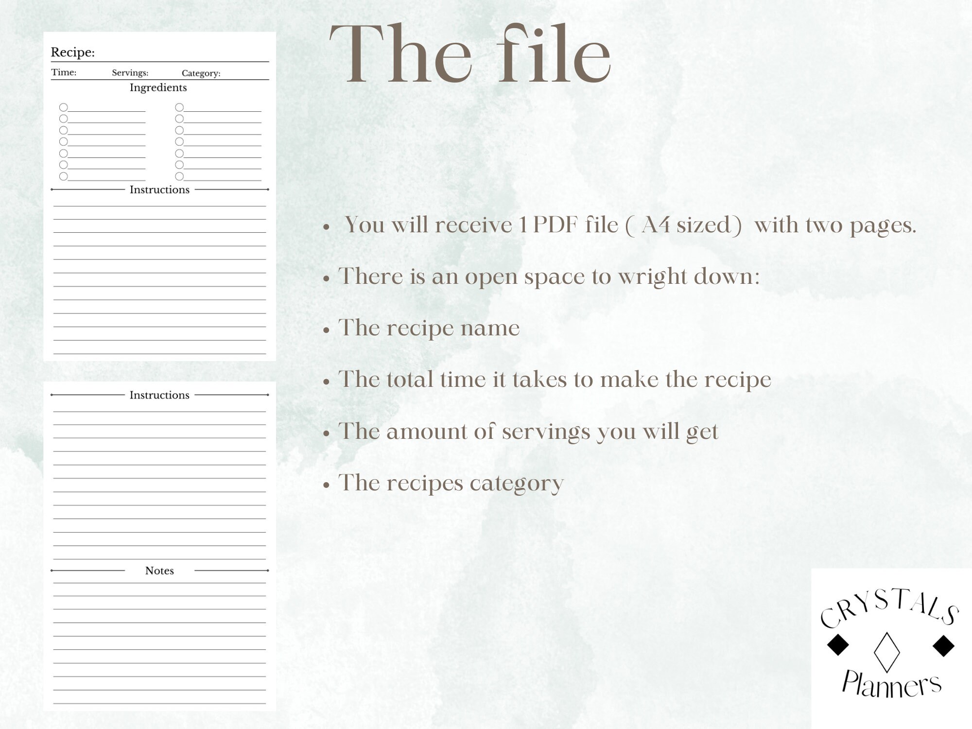minimal-fillable-recipe-card-template-printable-recipe-card-etsy-uk