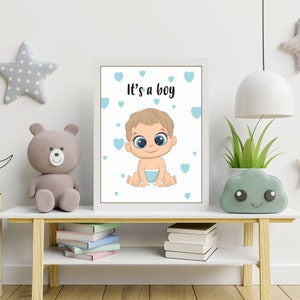 Ogłoszenie „To chłopiec” • Ujawnienie płci • Dekoracje pokoju dziecięcego • Baby shower • Natychmiastowe pobranie • Wydruki do pokoju dziecięcego • Pobieranie cyfrowe • Znak ujawniający płeć