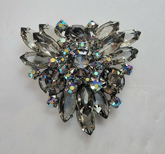 Gorgeous Vintage Smoky Topaz Rhinestone Verified … - image 1