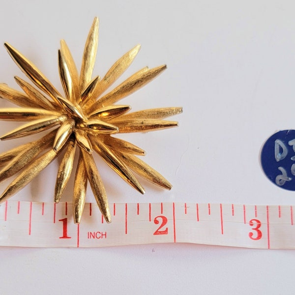 Vintage Signed & Numbered Boucher Gold Tone Textured Starburst Brooch