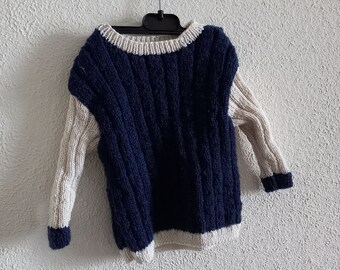Pull Sweat Garçon Matalan Rayé Bleu – Coton Doux, 12-13 Ans