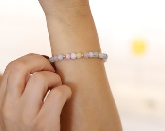 Beaded bracelet. Handmade Morganite bracelet. Healing gemstone  bracelet. Minimalist style. Gift for her. Gift for women.
