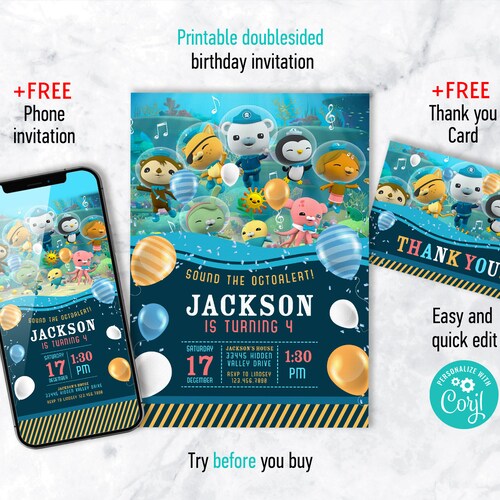 Printable Birthday Invitation Octonauts Invite Editable - Etsy