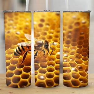 Bee Honeycomb 20 oz Skinny Tumbler Sublimation Design, Straight & Tapered Wrap, Tumbler Wrap, Tumbler Png, Instant Download PNG