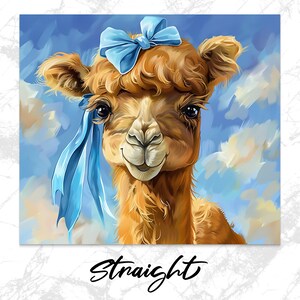 Lindo vaso de alpaca con lazo azul, taza de viaje con dibujos de animales, regalo para amantes de las llamas, divertidas bebidas con aislamiento, taza de café única