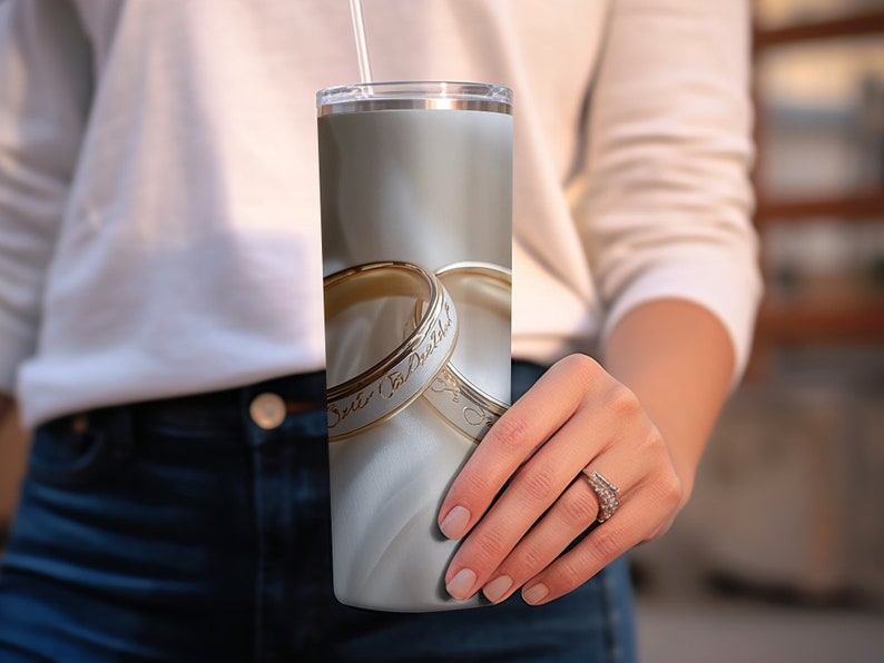 Elegant Wedding Rings 20oz Tumbler Design Download PNG, Gold Rings on