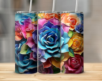 Flowers 20 oz Skinny Tumbler Sublimation Design, Straight & Tapered Wrap, Tumbler Wrap, Tumbler Png, Instant Download