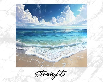 Beach Scene Tumbler 20oz Skinny Sublimation Design, Ocean Waves Wrap, Straight & Tapered Template, Seascape Tumbler PNG, Download