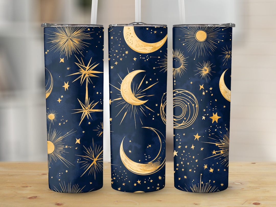 Moon and Stars Digital Tumbler Design, Celestial 20oz Tumbler PNG ...