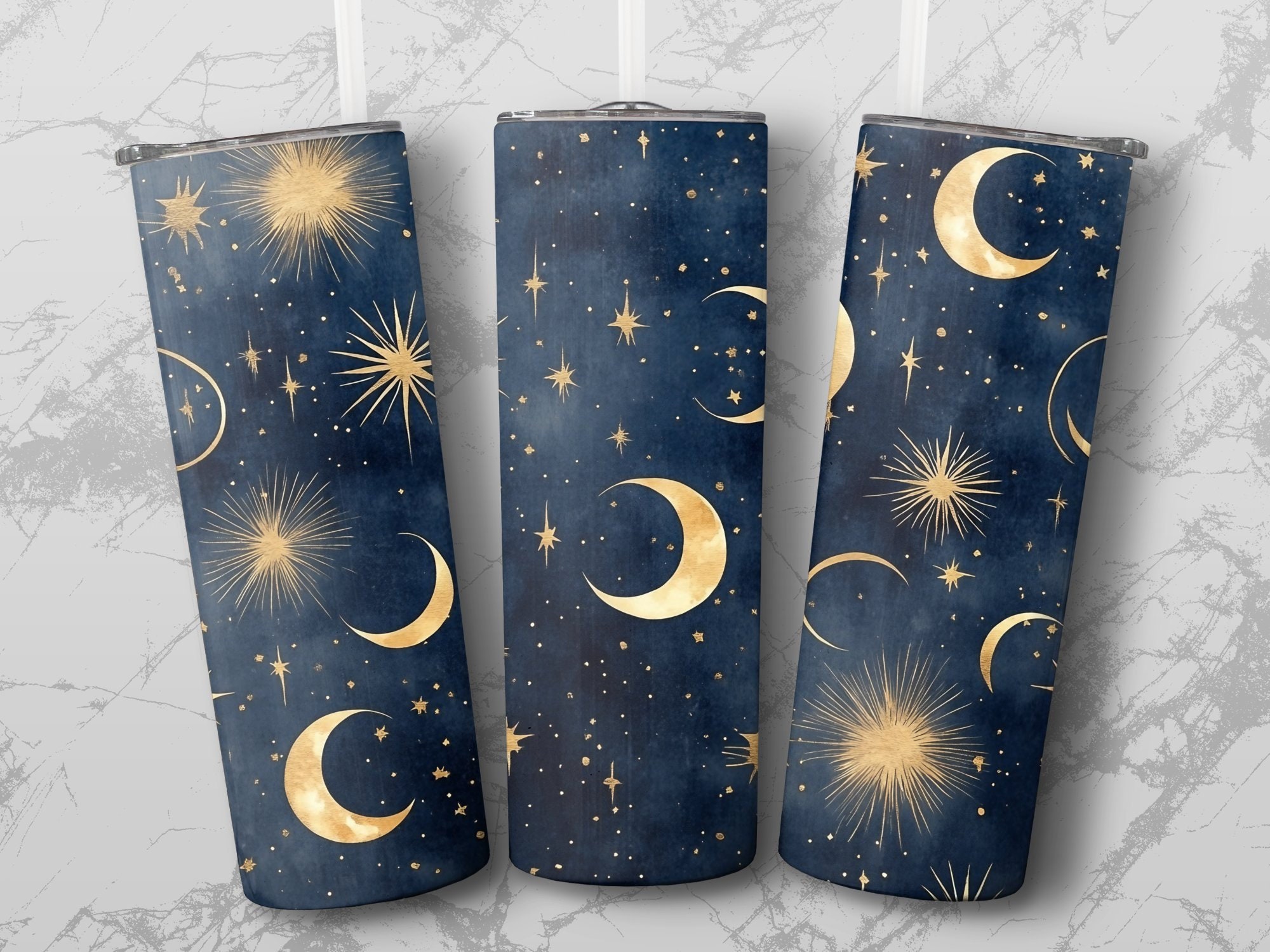 Celestial 20oz Tumbler Design Download PNG Moon and Stars Sublimation ...