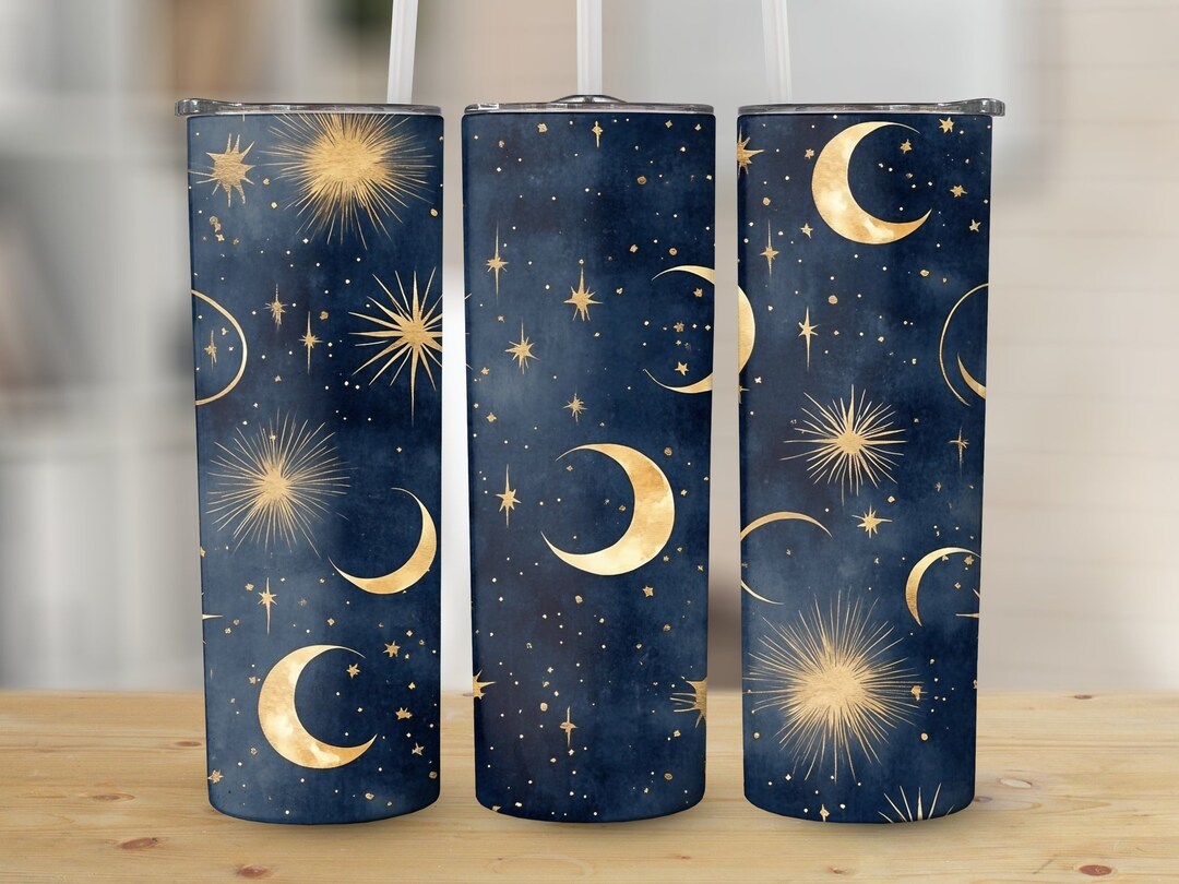Celestial 20oz Tumbler Design Download PNG Moon and Stars Sublimation ...